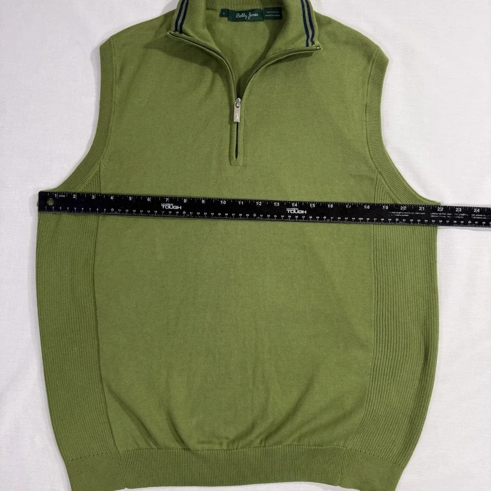 BOBBY JONES 1/4 ZIP PULLOVER SWEATER VEST GREEN MENS Sz Large 100% Cotton